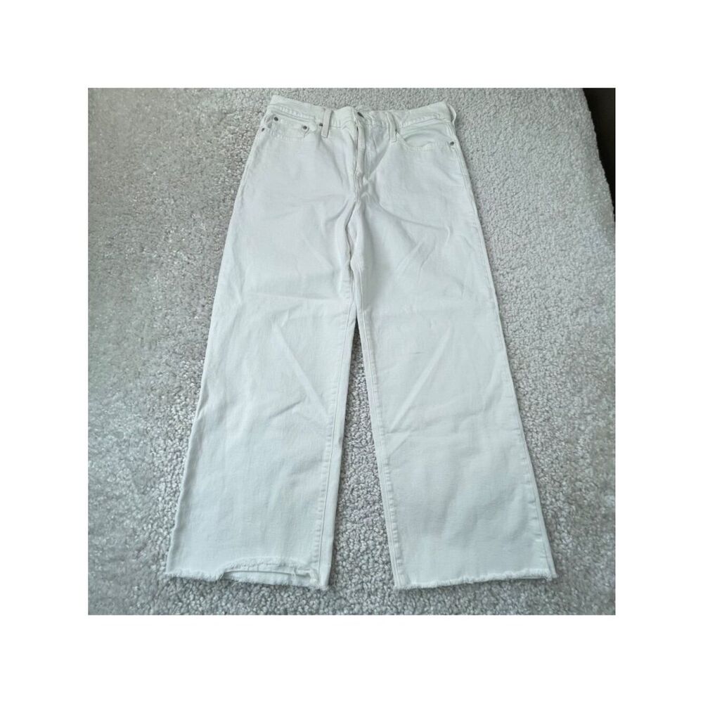 J. Crew Slim Wide Leg Jean White Raw Hem Womens 31 - Picture 2 of 11